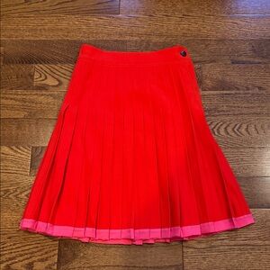 Genny Red Pleated Wool Skirt